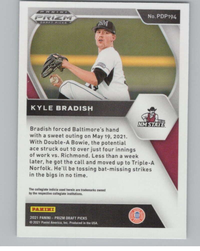 2021 Panini Prizm Draft Picks Baseball #194 Kyle Bradish New Mexico State V97294 Image 2