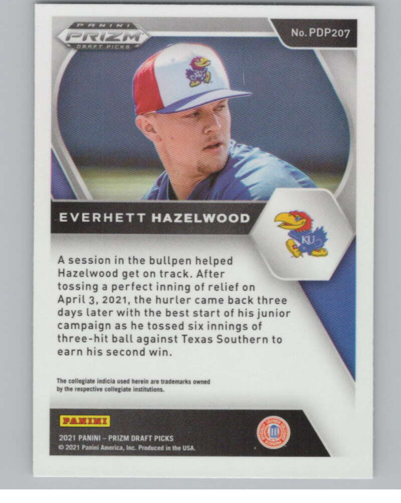 2021 Panini Prizm Draft Picks Baseball #207 Everhett Hazelwood Kansas V97297 Image 2