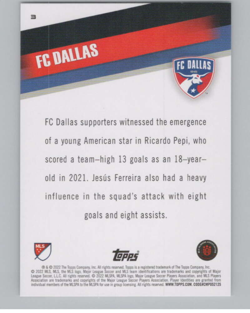 2022 Topps MLS Soccer #3 FC Dallas FC Dallas V97486 Image 2