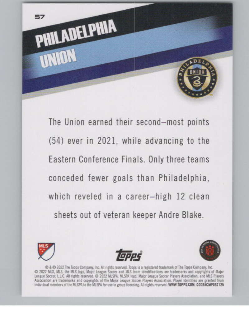 2022 Topps MLS Soccer #57 Philadelphia Union Philadelphia Union V97618 Image 2