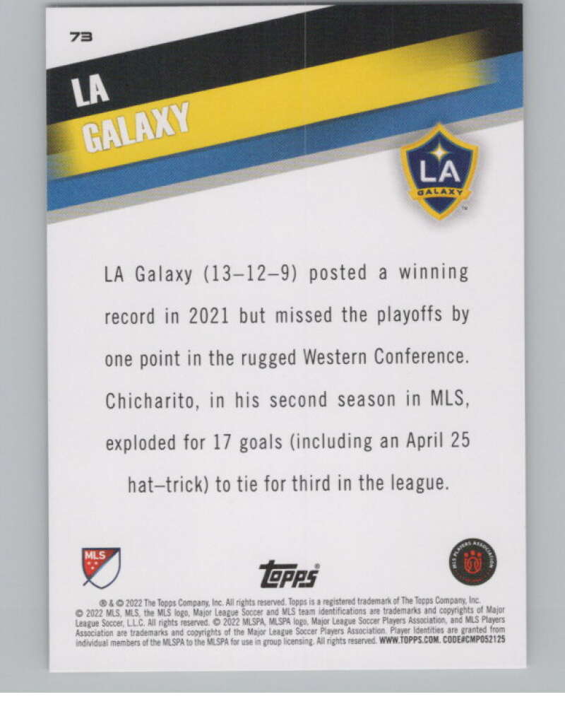 2022 Topps MLS Soccer #73 Los Angeles Galaxy Los Angeles Galaxy V97653 Image 2