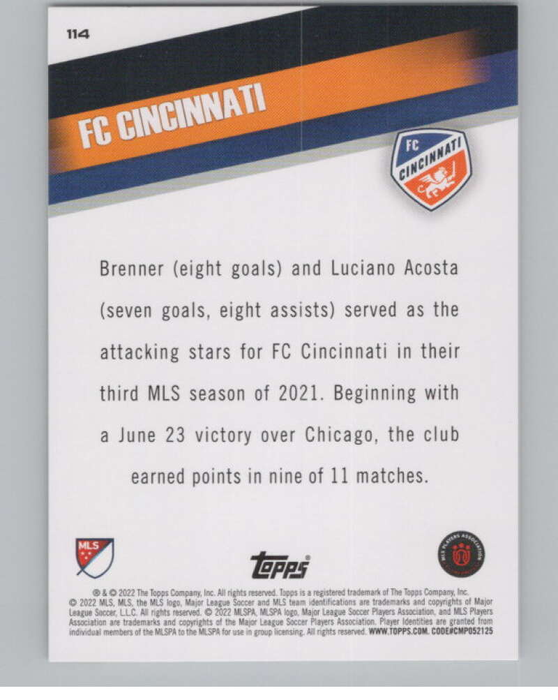 2022 Topps MLS Soccer #114 FC Cincinnati FC Cincinnati V97751 Image 2
