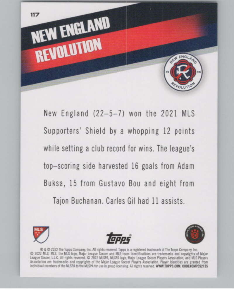 2022 Topps MLS Soccer #117 New England Revolution New England V97761 Image 2