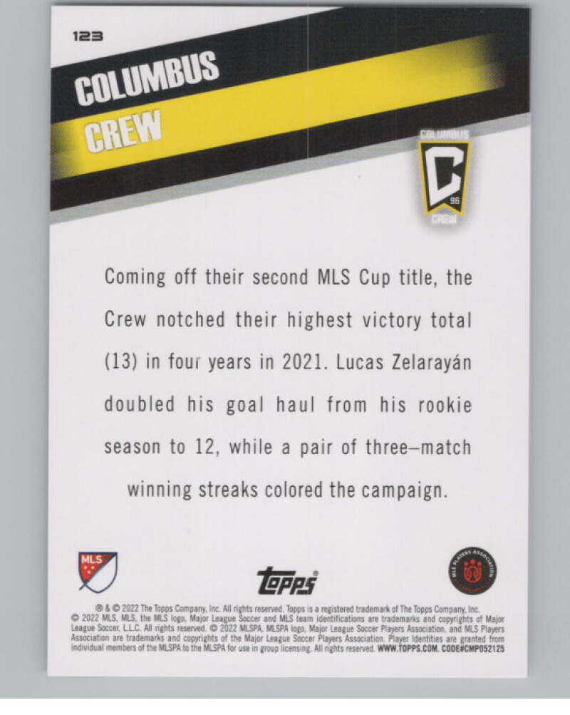 2022 Topps MLS Soccer #123 Columbus Crew Columbus Crew V97776 Image 2