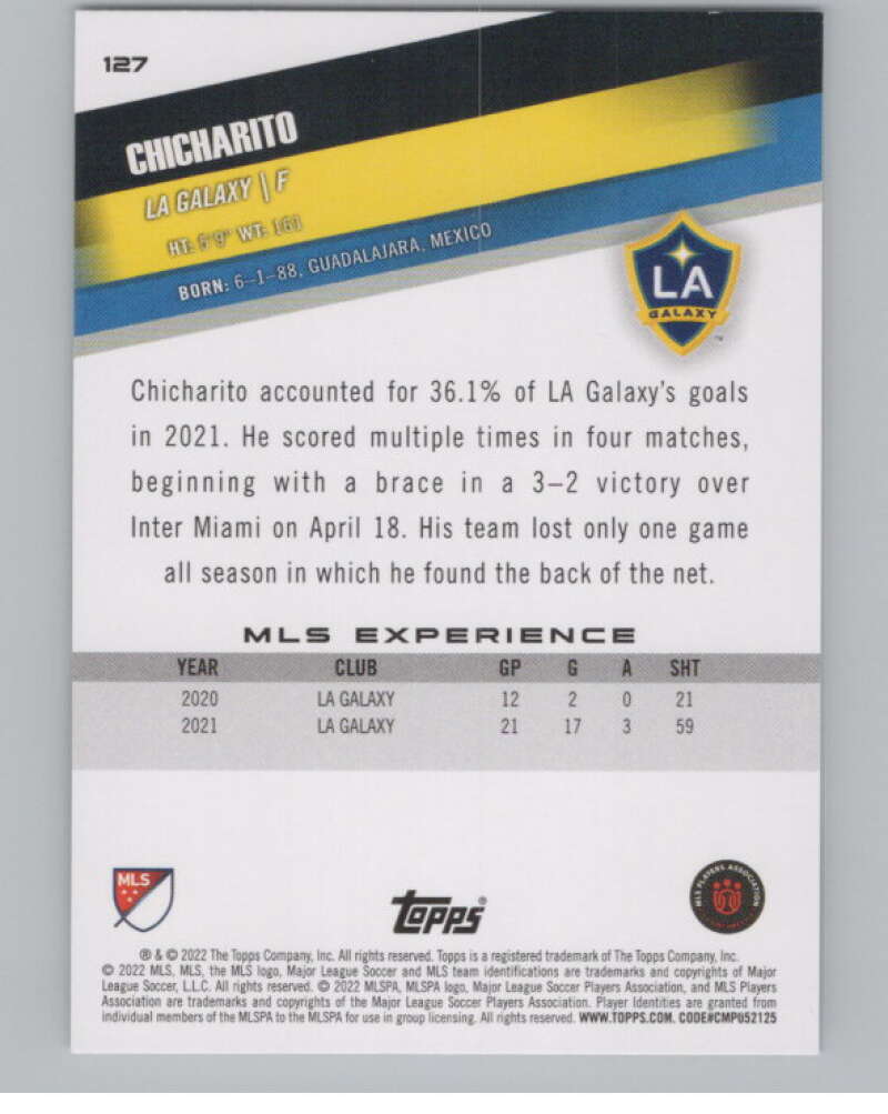 2022 Topps MLS Soccer #127 Chicharito Los Angeles Galaxy V97786 Image 2