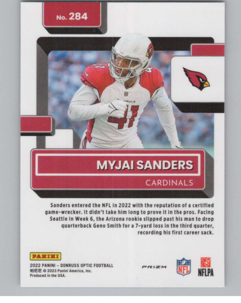 2022 Donruss Optic Purple Shock #284 Myjai Sanders Rated Rookie RC V97996 Image 2