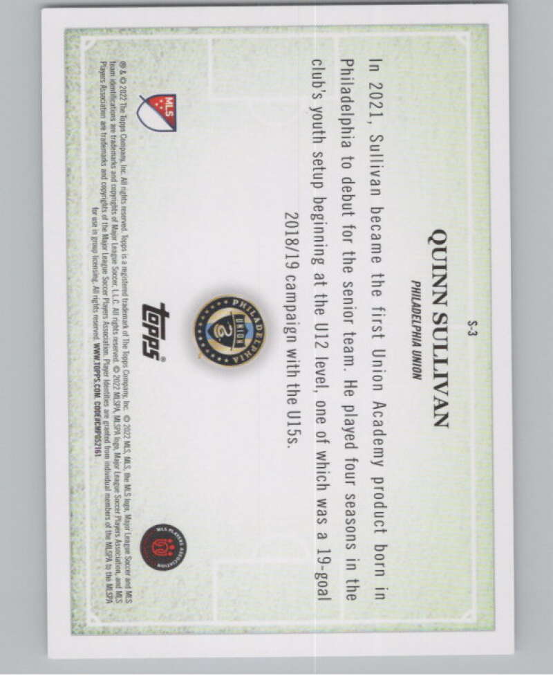 2022 Topps MLS Scholarly #S-2 Jack McGlynn Philadelphia Union V98017 Image 2