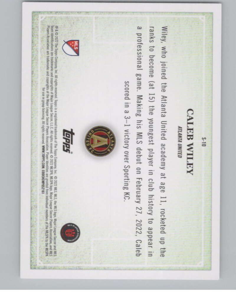 2022 Topps MLS Scholarly #S-10 Caleb Wiley Atlanta United V98022 Image 2