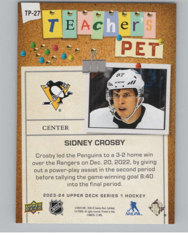 2023-24 Upper Deck Teachers Pet #TP-27 Sidney Crosby V98044 Image 2
