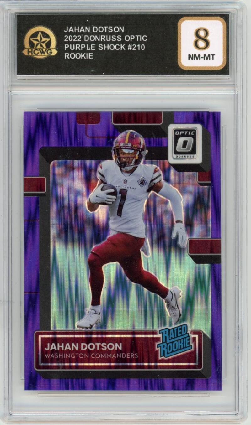 2022 Donruss Optic Purple Shock #210 Jahan Dotson Rookie Graded NM HCWG 8 Image 1