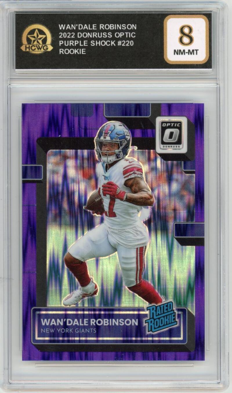 2022 Donruss Optic Purple Shock #220 Wan'Dale Robinson Rookie Graded HCWG 8 Image 1