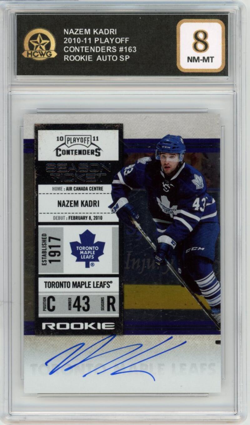 2010-22 Playoff Contenders #163 Nazem Kadri Auto Rookie SP Graded HCWG 8 Image 1
