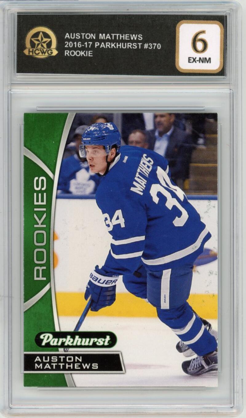 2016-17 Upper Deck Parkhurst Green #370 Auston Matthews Rookie RC Graded HCWG 6 Image 1
