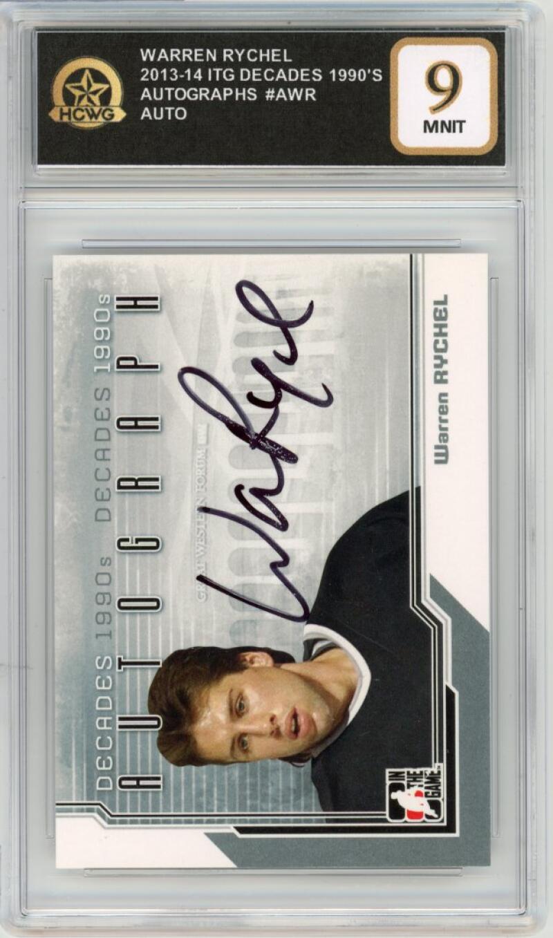 2013-14 ITG Decades 1990's Autographs #AWR Warren Rychel Graded Mint HCWG 9 Image 1