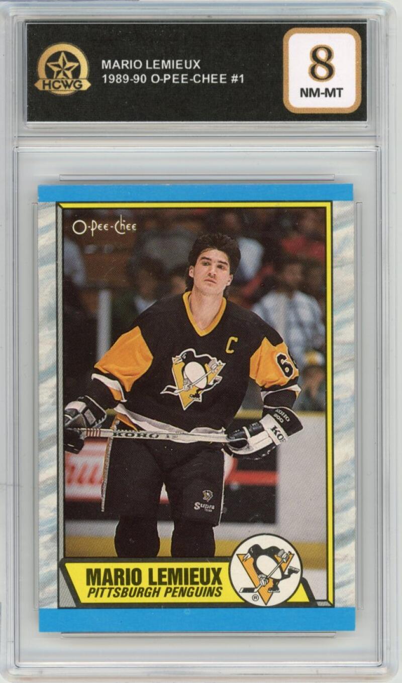 1989-90 O-Pee-Chee #1 Mario Lemieux Graded Nm-Mint HCWG 8 Image 1