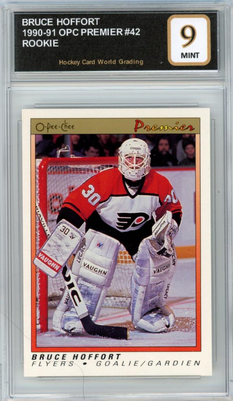 1990-91 OPC Premier #42 Bruce Hoffort Rookie RC Hockey Graded Mint HCWG 9 Image 1