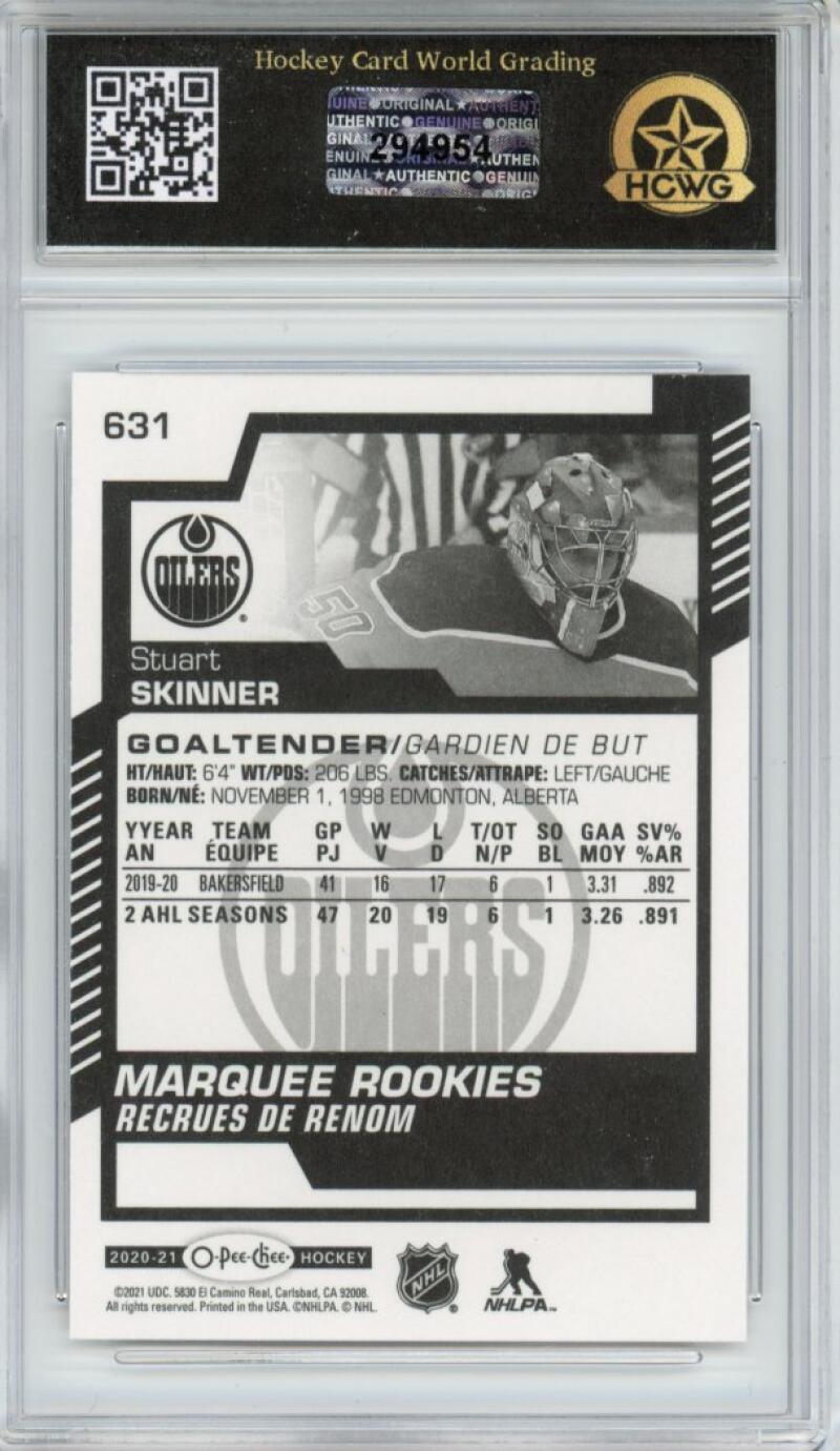 2020-21 UD O-Pee-Chee #631 Stuart Skinner Rookie Graded Mint HCWG 9 - 294954 Image 2
