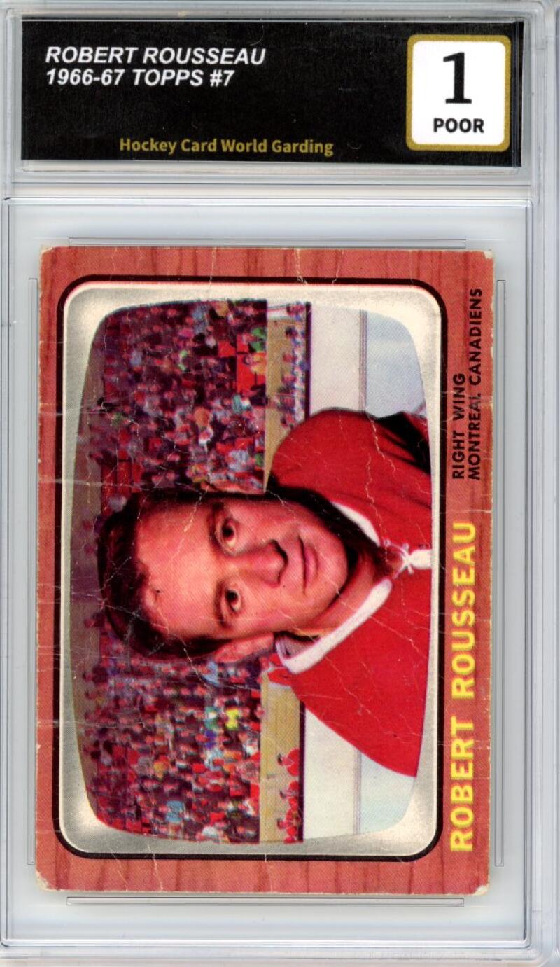 1966-67 Topps #7 Robert Rousseau Hockey Card Vintage Graded HCWG 1 Image 1