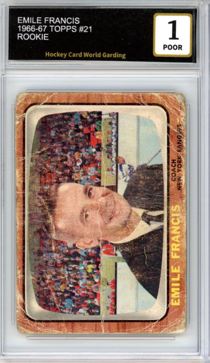 1966-67 Topps #21 Emile Francis Hockey Card Vintage Graded HCWG 1 Image 1