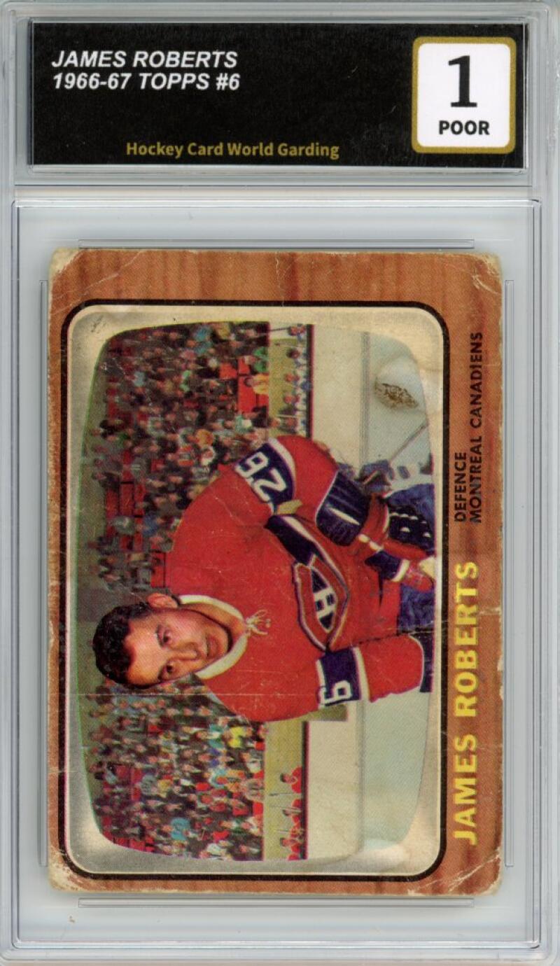 1966-67 Topps #6 James Roberts Hockey Card Vintage Graded HCWG 1 Image 1