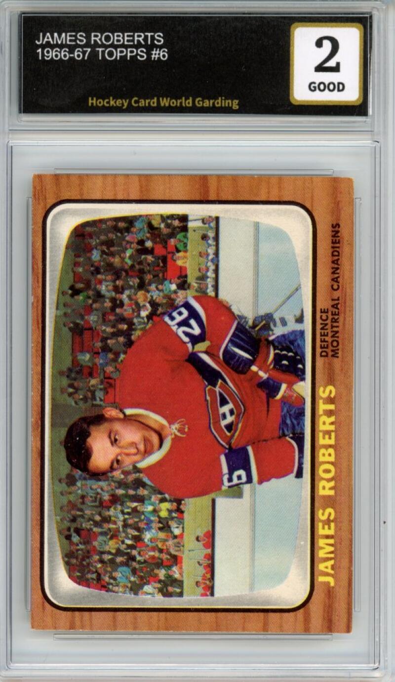 1966-67 Topps #6 James Roberts Hockey Card Vintage Graded HCWG 2 Image 1