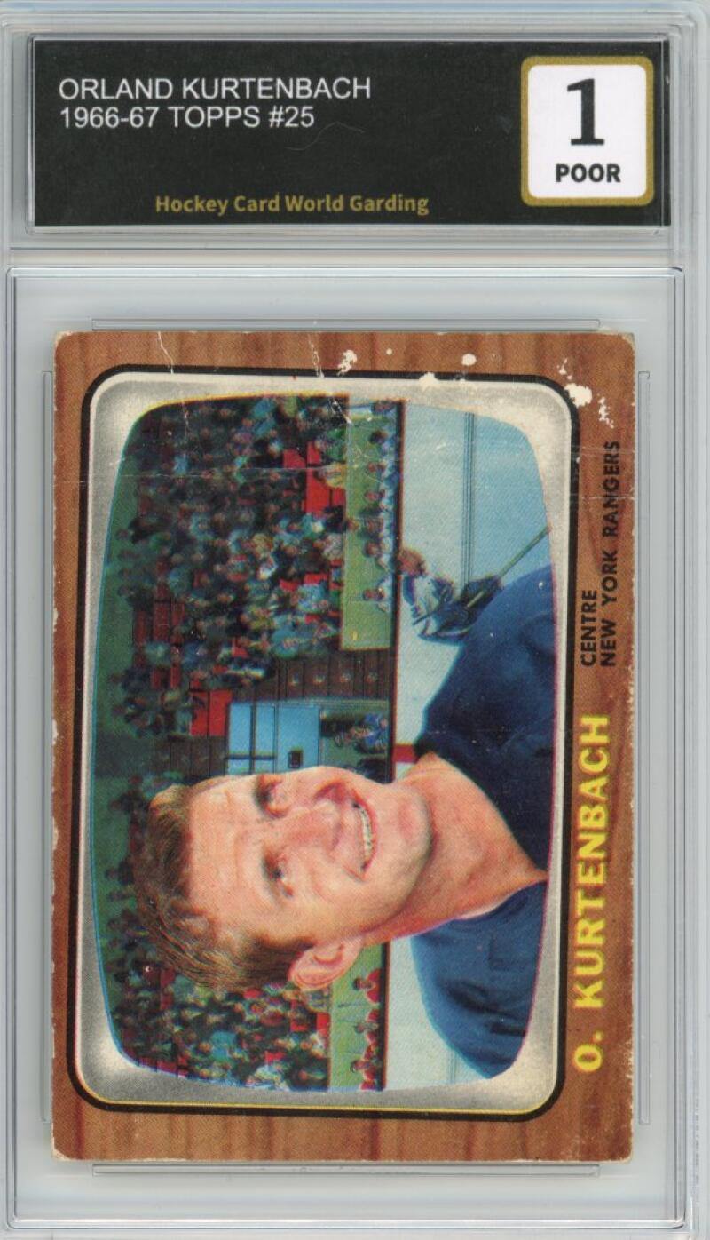 1966-67 Topps #25 Orland Kurtenbach Hockey Card Vintage Graded HCWG 1 Image 1