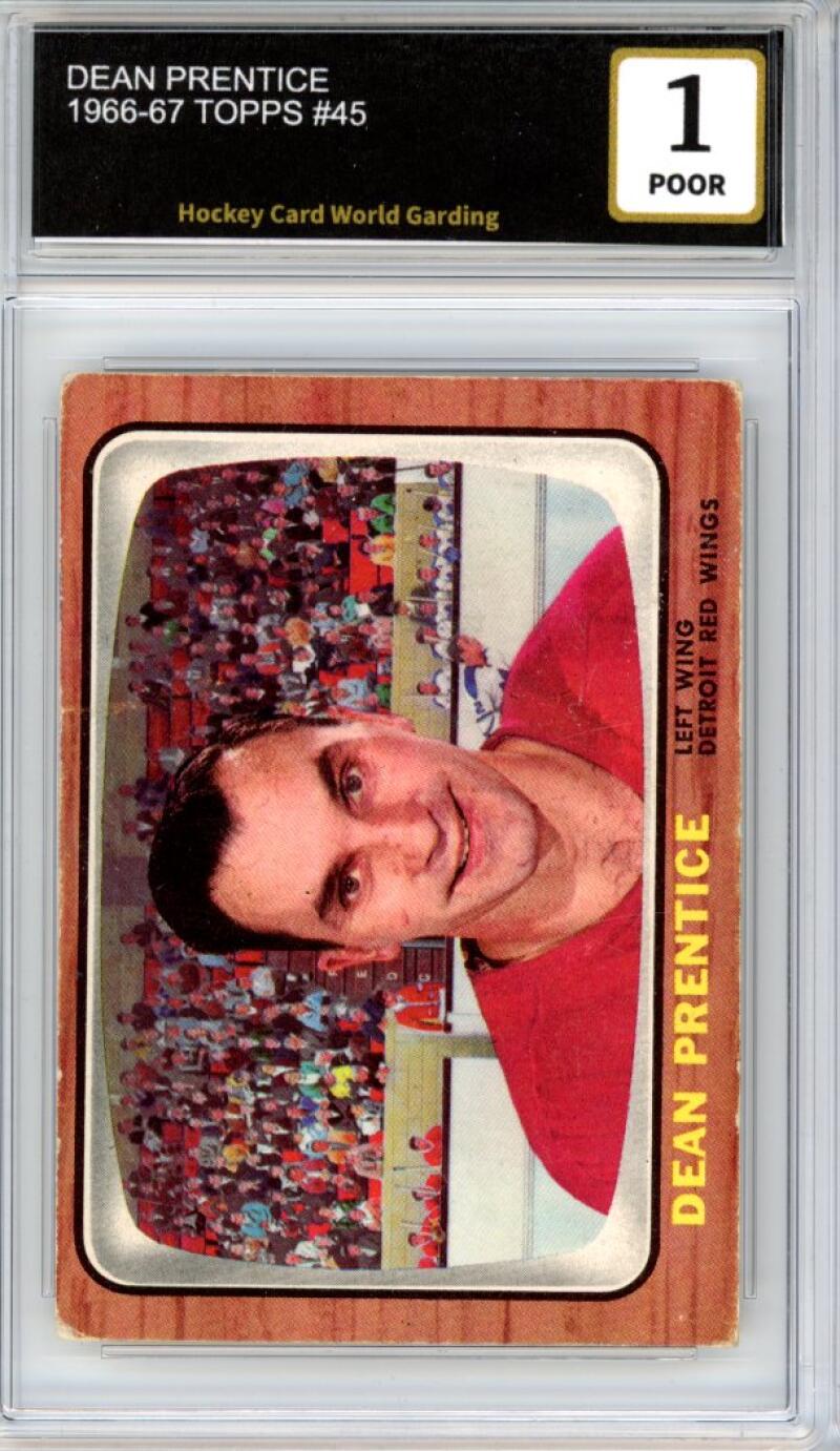 1966-67 Topps #45 Dean Prentice Hockey Card Vintage Graded HCWG 1 Image 1