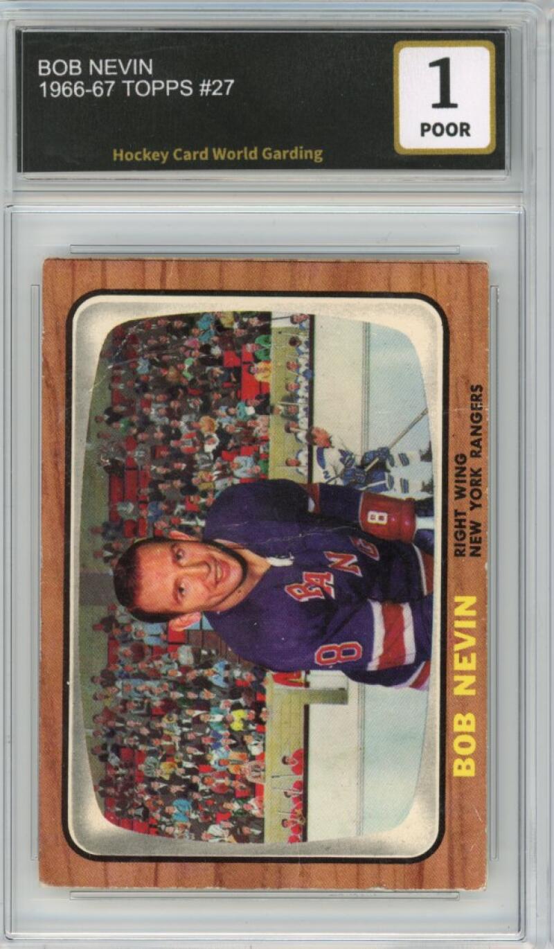 1966-67 Topps #27 Bob Nevin Hockey Card Vintage Graded HCWG 1 Image 1