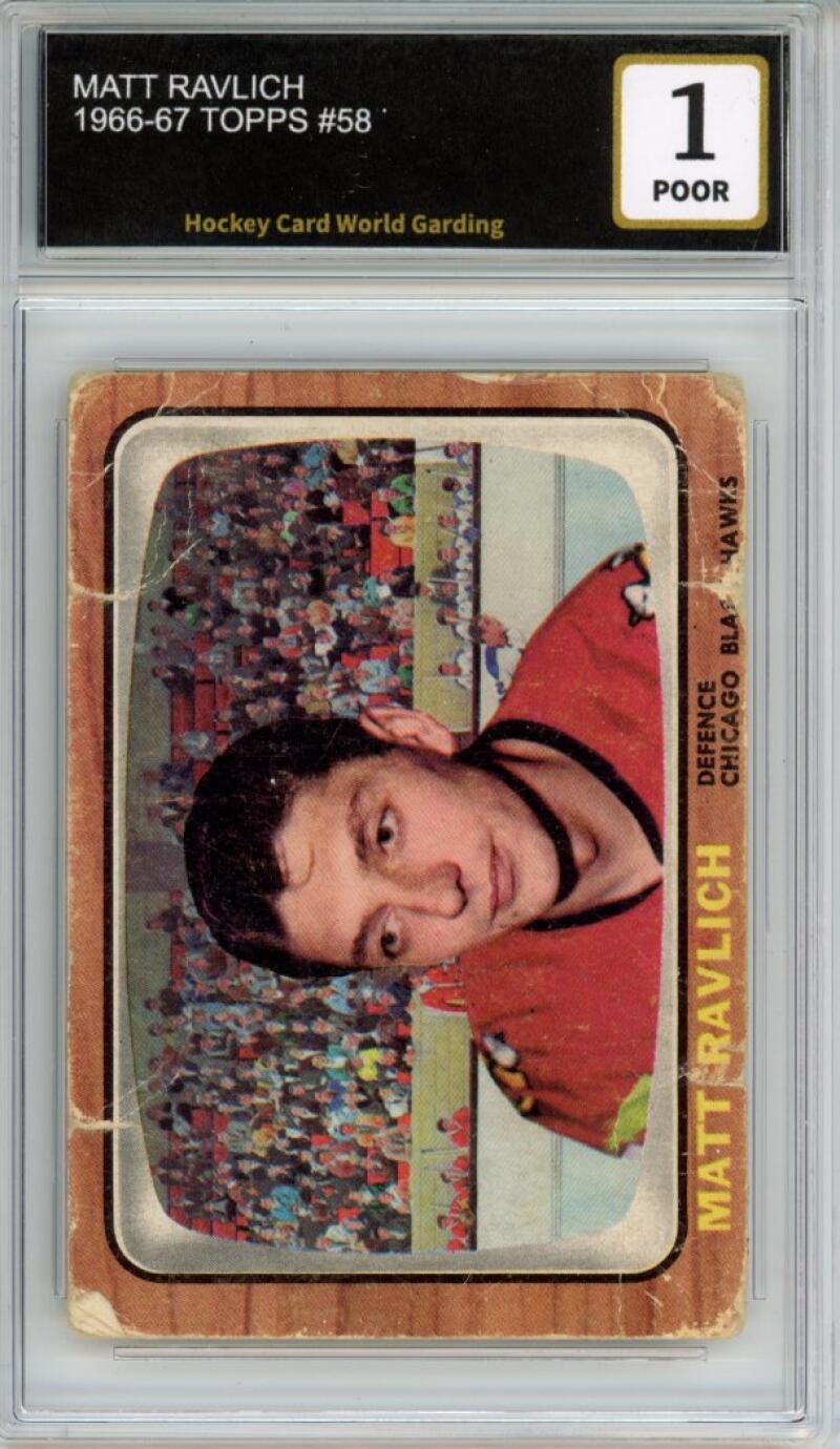 1966-67 Topps #58 Matt Ravlich Hockey Card Vintage Graded HCWG 1 Image 1