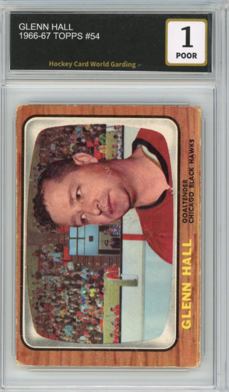 1966-67 Topps #54 Glenn Hall Hockey Card Vintage Graded HCWG 1 Image 1