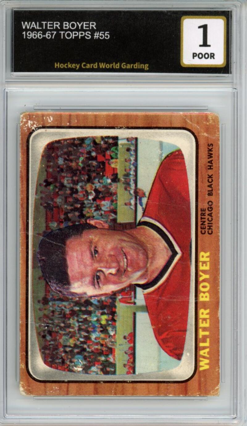 1966-67 Topps #55 Walter Boyer Hockey Card Vintage Graded HCWG 1 Image 1