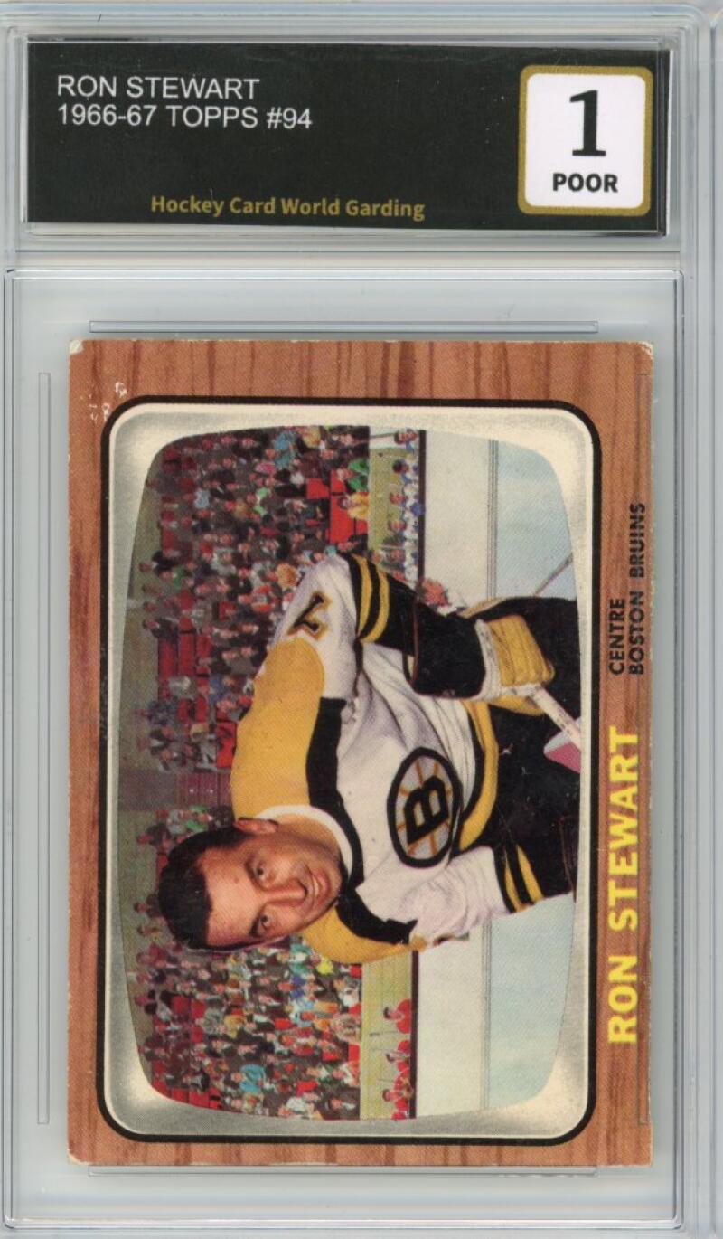 1966-67 Topps #94 Ron Stewart Hockey Card Vintage Graded HCWG 1 Image 1