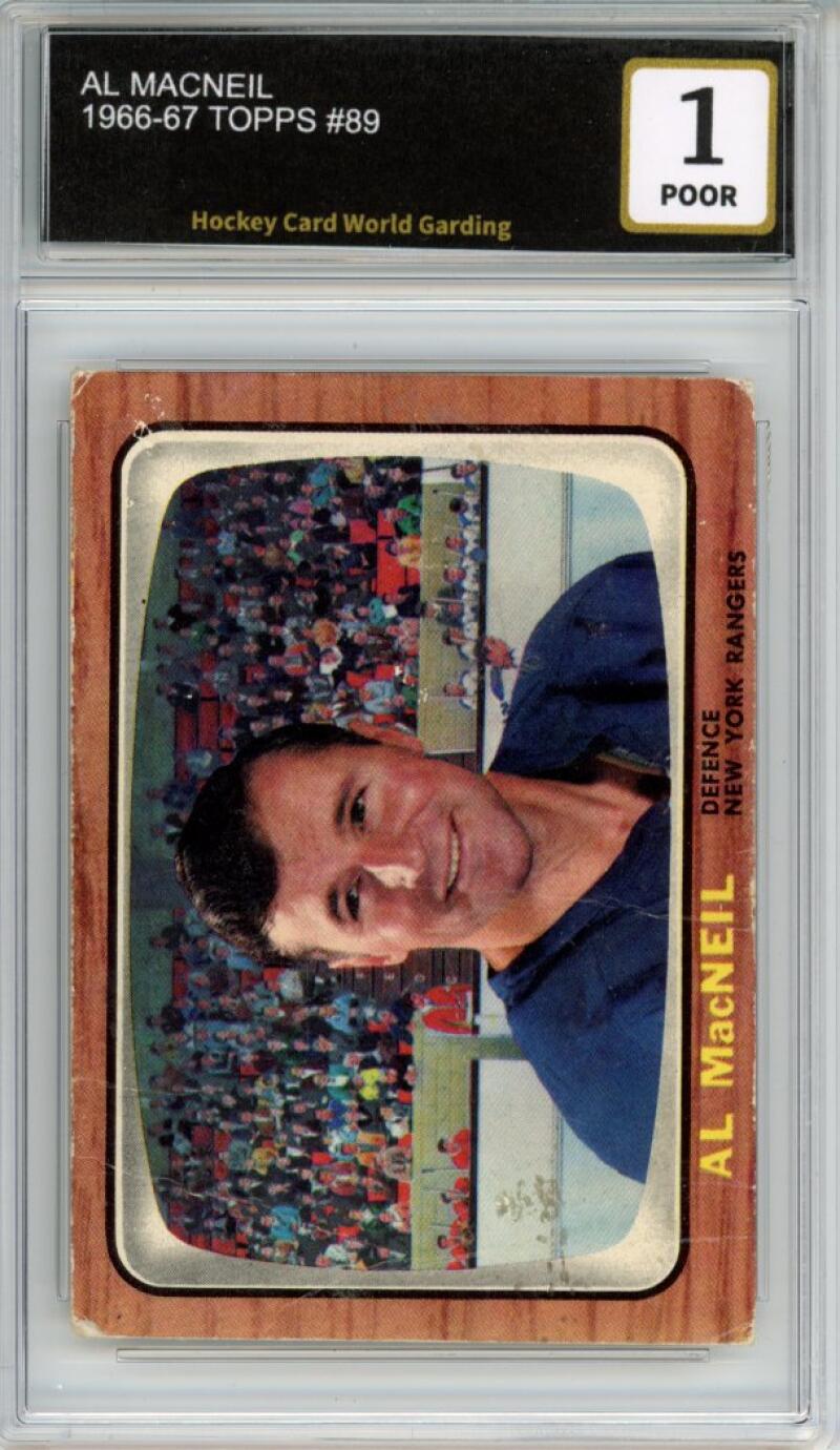 1966-67 Topps #89 Al MacNeil Hockey Card Vintage Graded HCWG 1 Image 1