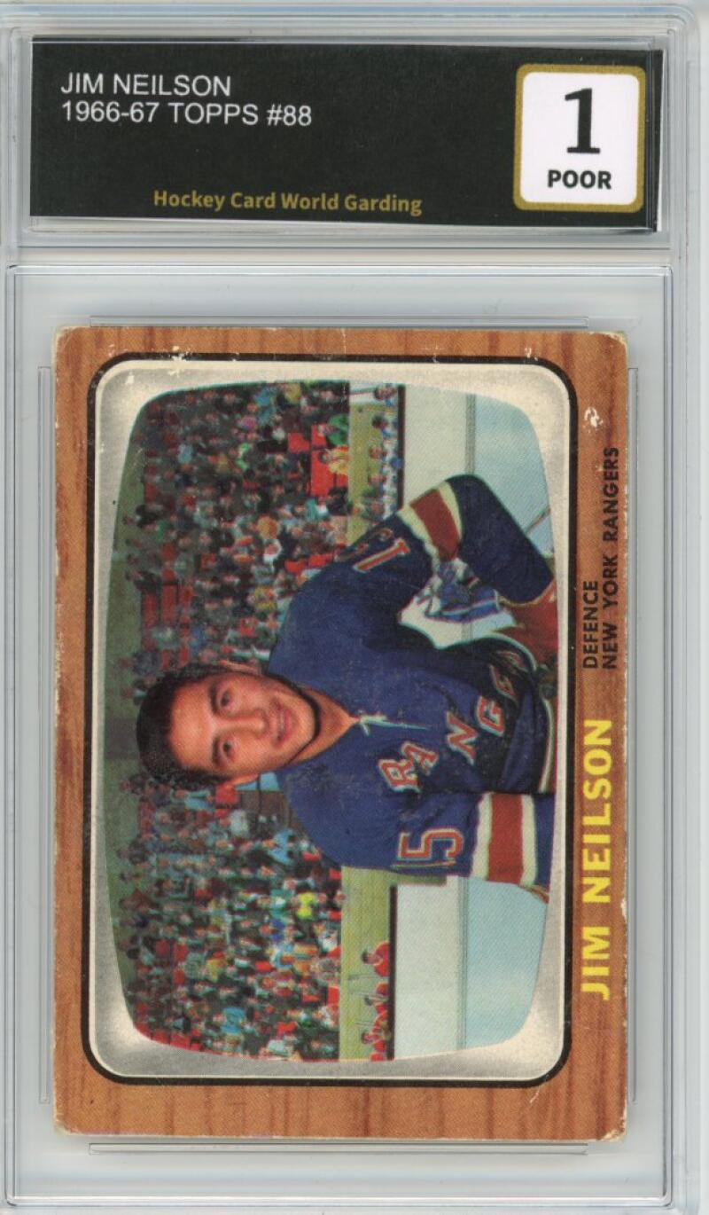 1966-67 Topps #88 Jim Neilson Hockey Card Vintage Graded HCWG 1 Image 1