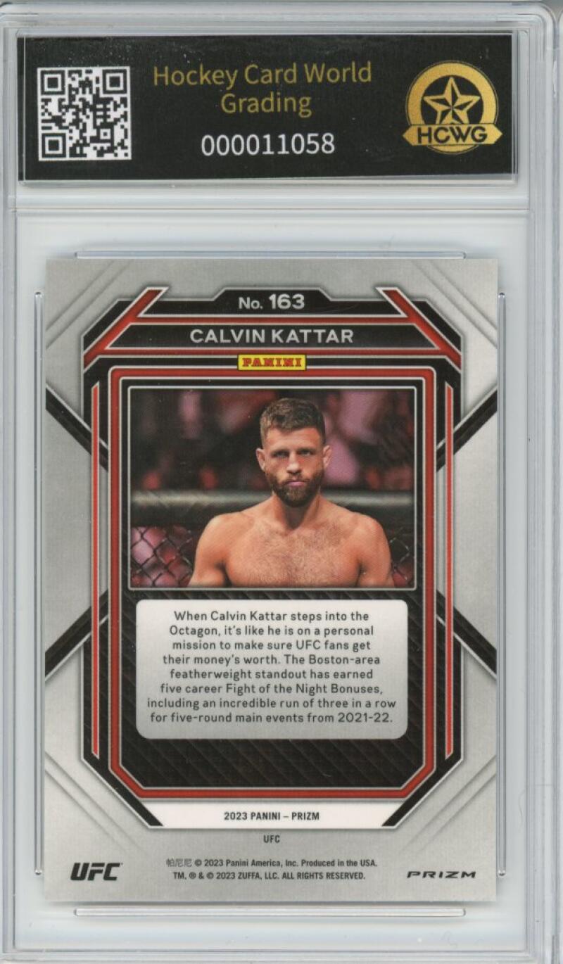 2023 Panini Prizm UFC Ice #163 Calvin Kattar Graded Mint HCWG 9 Image 2