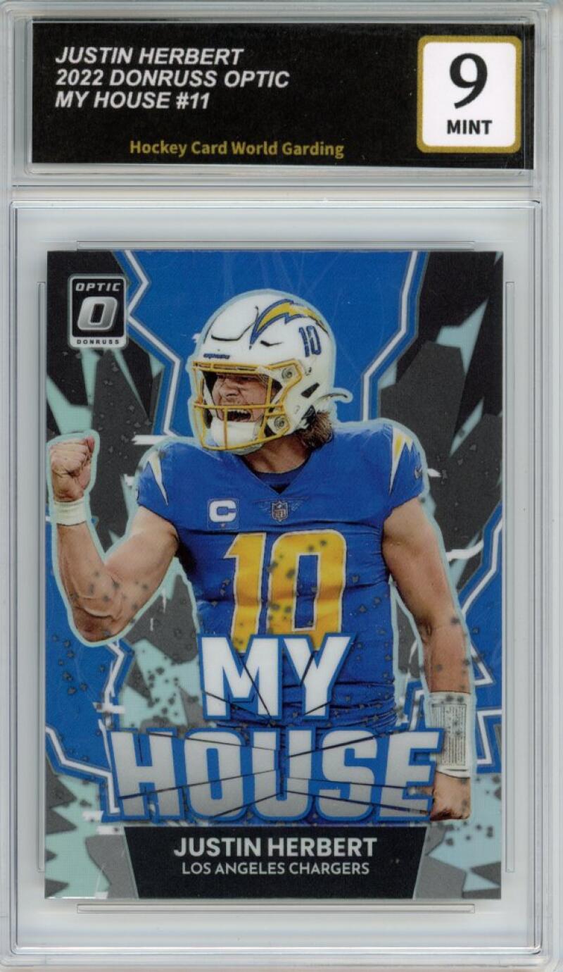 2022 Donruss Optic My House #11 Justin Herbert Graded Football Mint HCWG 9 Image 1