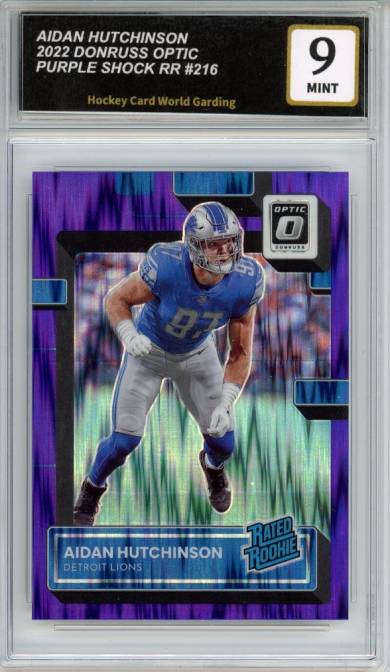 2022 Donruss Optic Purple Shock RR #216 Aidan Hutchinson Football Mint HCWG 9 Image 1