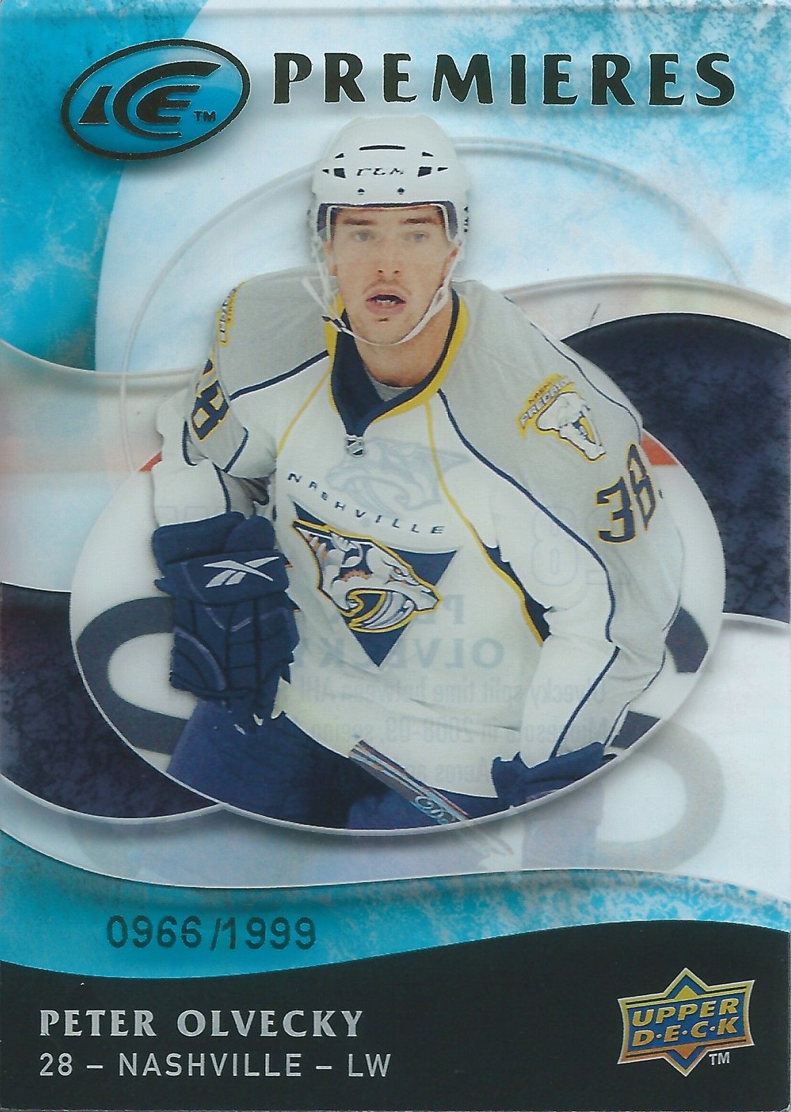 2009-10 UD Ice PETER OLVECKY RC #/1999 Ice Premiers UD Rookie 00938 Image 1