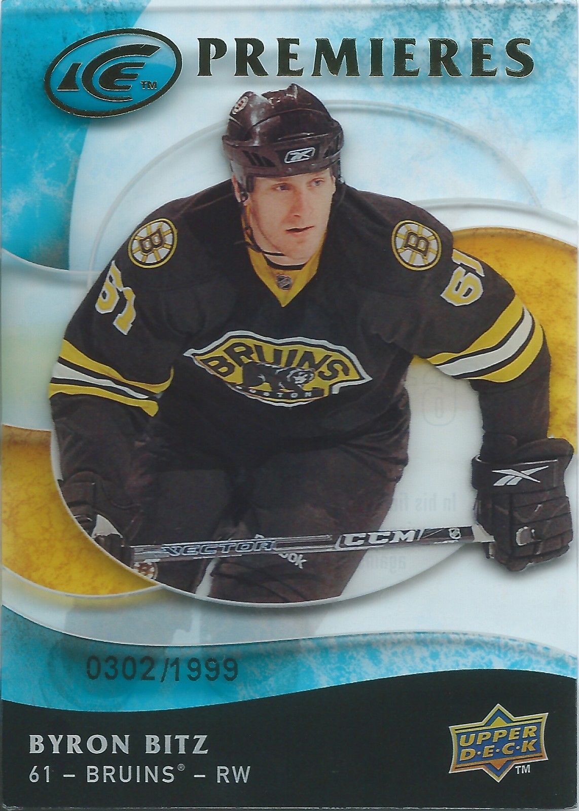 2009-10 UD Ice BYRON BITZ RC #/1999 Ice Premiers Upper Deck Rookie 00934 Image 1