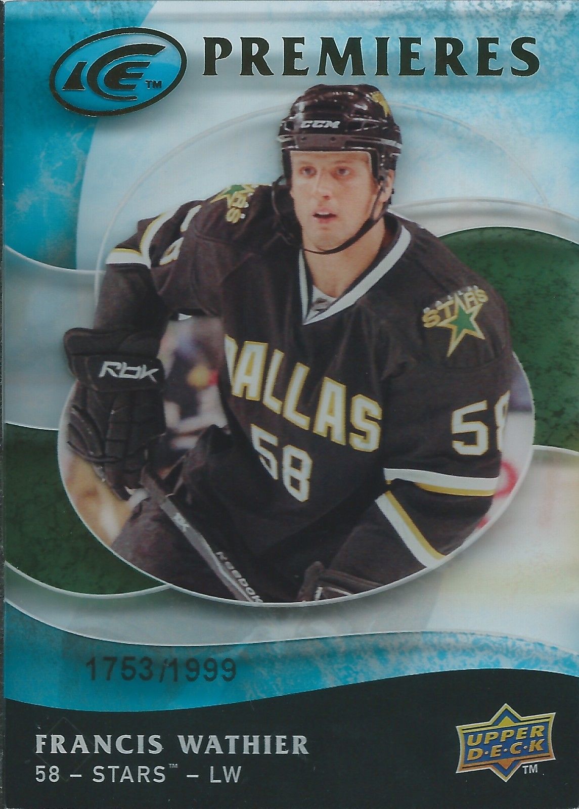 2009-10 UD Ice FRANCIS WATHIER RC #/1999 Ice Premiers UD Rookie 00933 Image 1