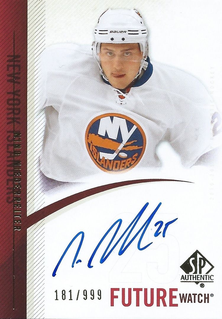 2010-11 SP Authentic NINO NIEDERREITER Auto/RC #/999 Rookie Future 00021 Image 1