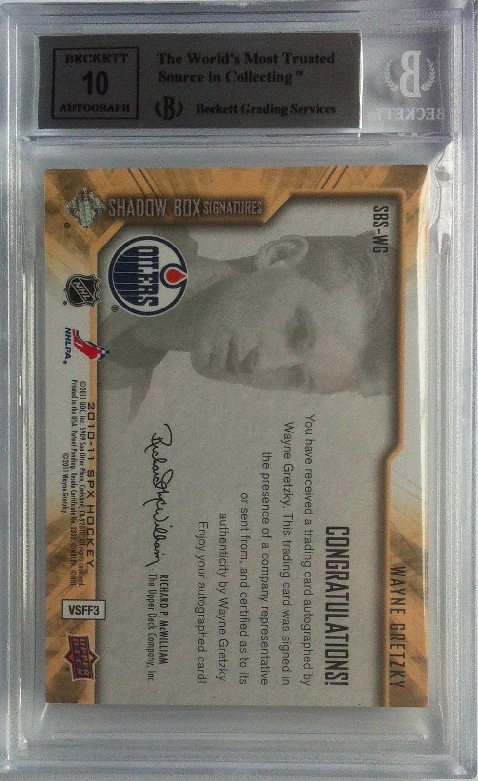 2010-11 SPX Shadowbox WAYNE GRETZKY BGS 9 Oilers BGS 10 Auto Upper Deck