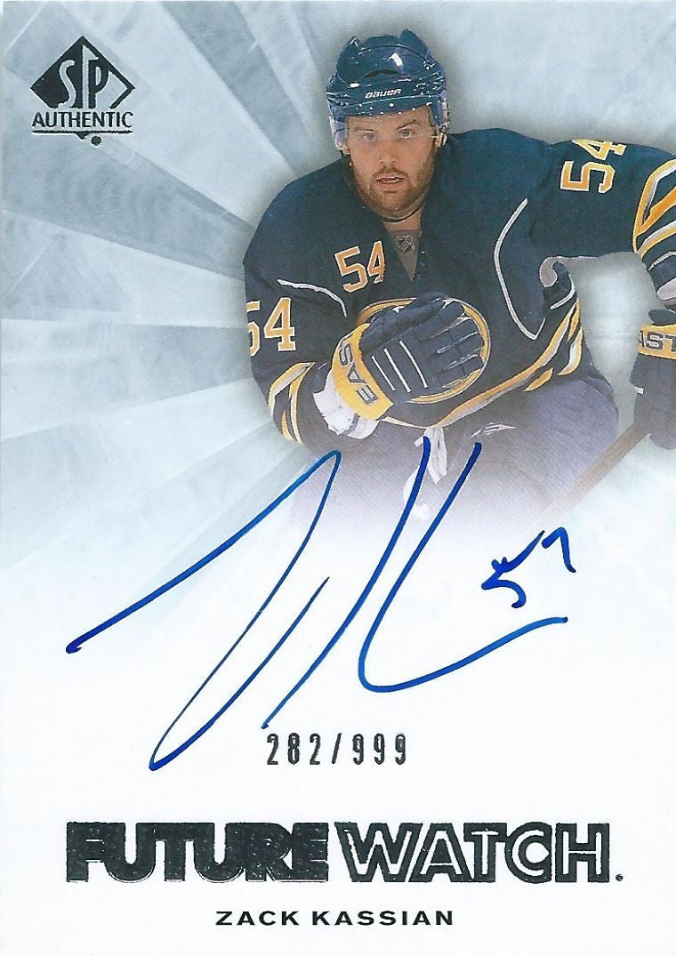 2011-12 SP Authentic ZACK KASSIAN Auto/RC #/999 Rookie UD Future 00044