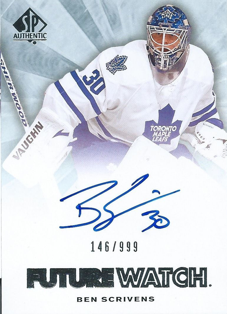 2011-12 SP Authentic BEN SCRIVENS Auto/RC #/999 Rookie UD Future 00045