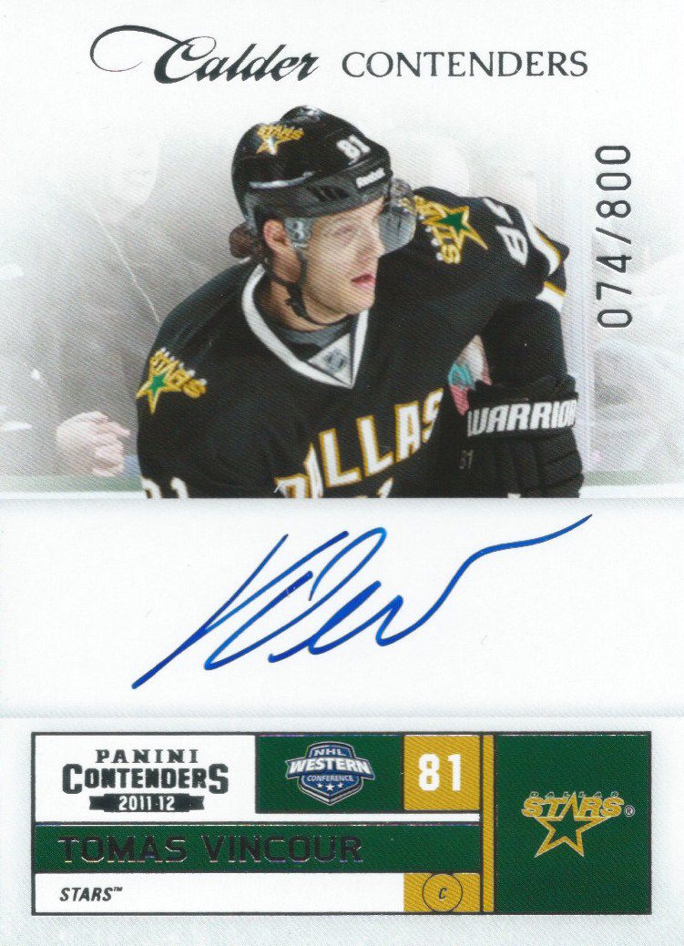2011-12 Panini Contenders TOMAS VINCOUR /800 Autograph Rookie RC 01767 Image 1