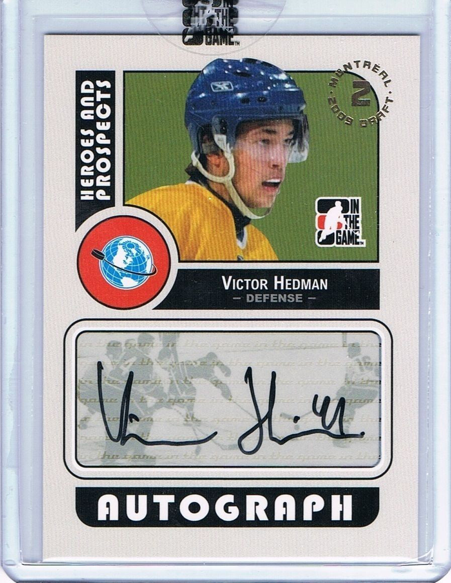 2008-09 ITG Heroes and Prospects VICTOR HEDMAN $80 Autographs In the Game