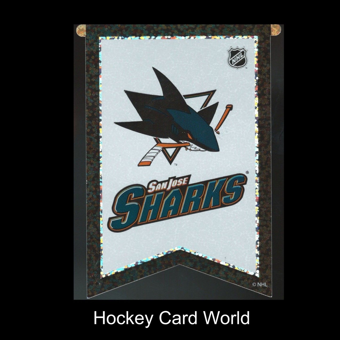 San Jose Sharks 3"x4" NHL Licensed Banner Sparkle Decal Sticker Image 1