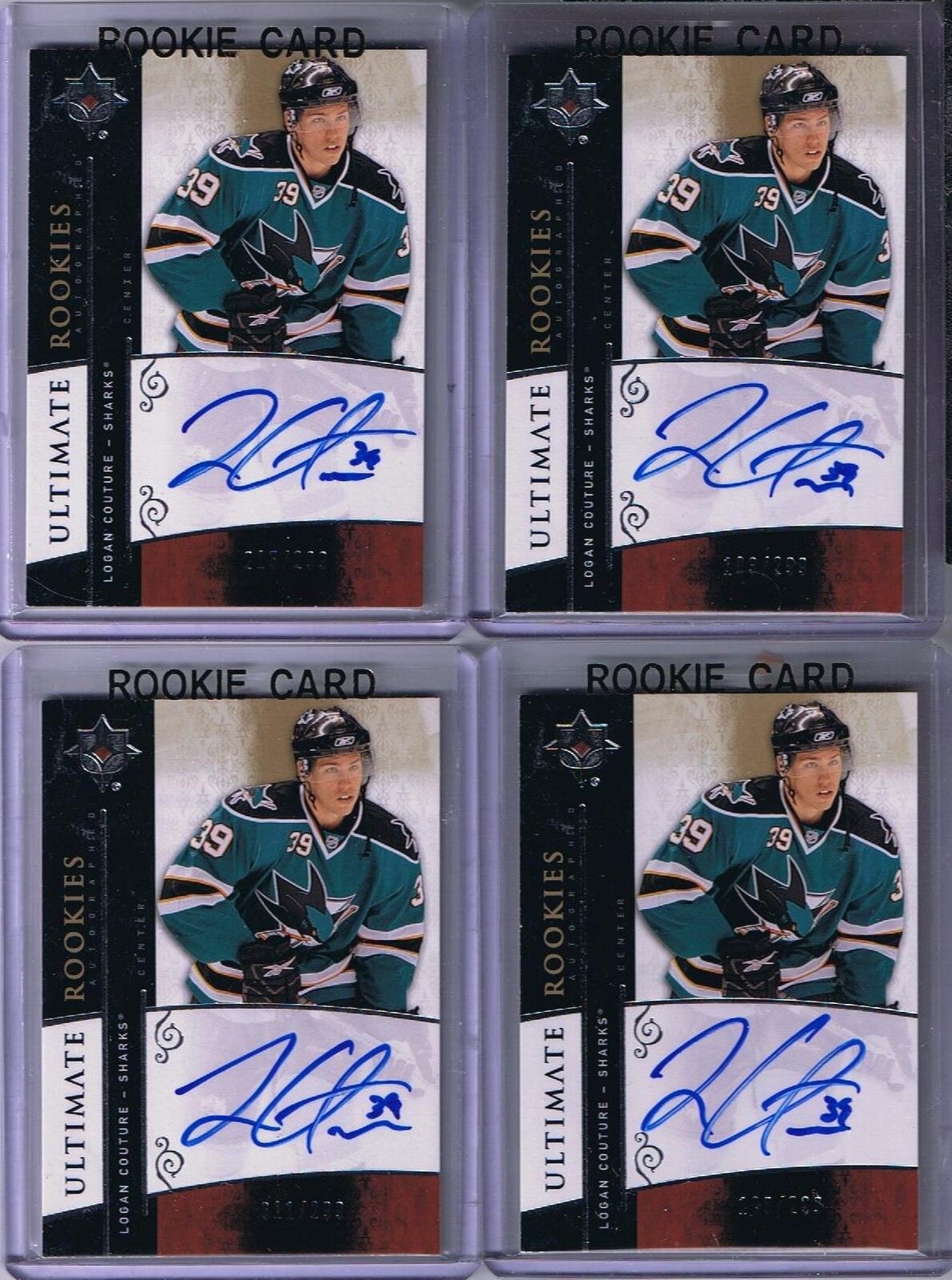 2009-10 Ultimate Rookies LOGAN COUTURE Auto / Rookie #/299 Sharks RC 01647 Image 1