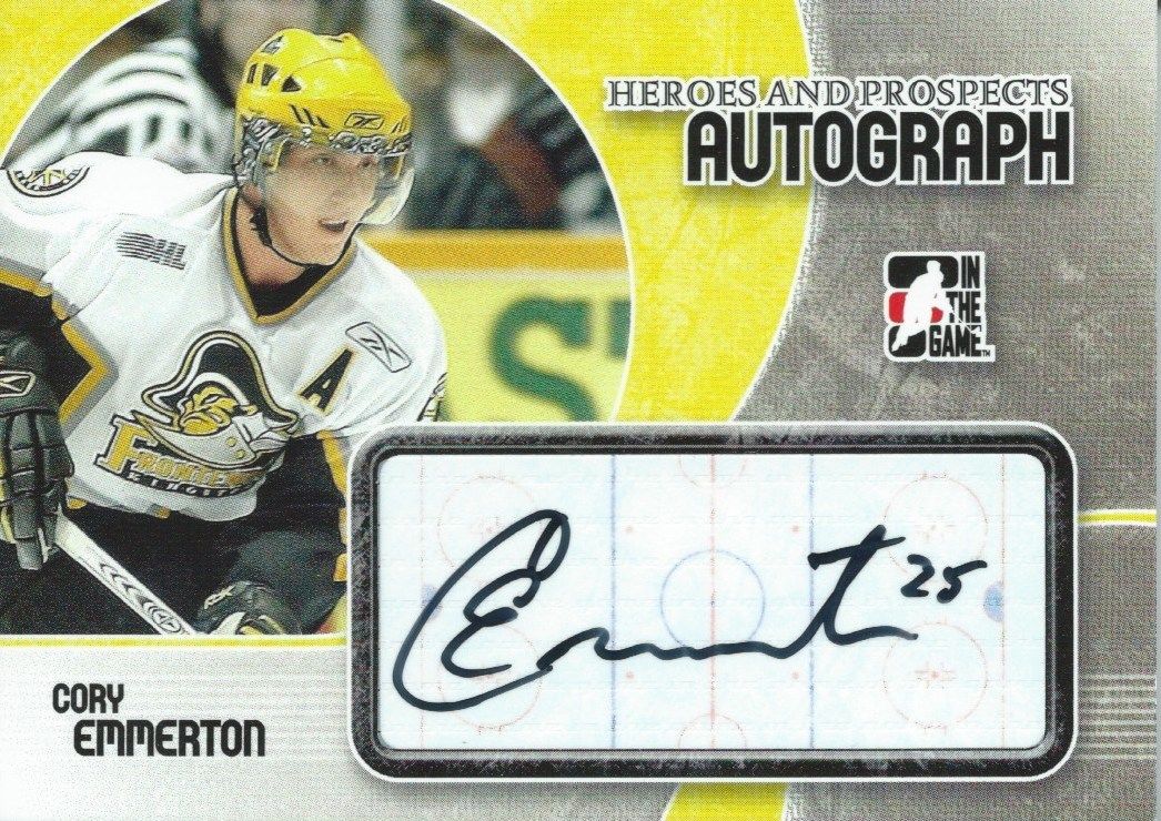 2007-08 ITG Heroes and Prospects CORY EMMERTON Auto Autographs 00825 Image 1