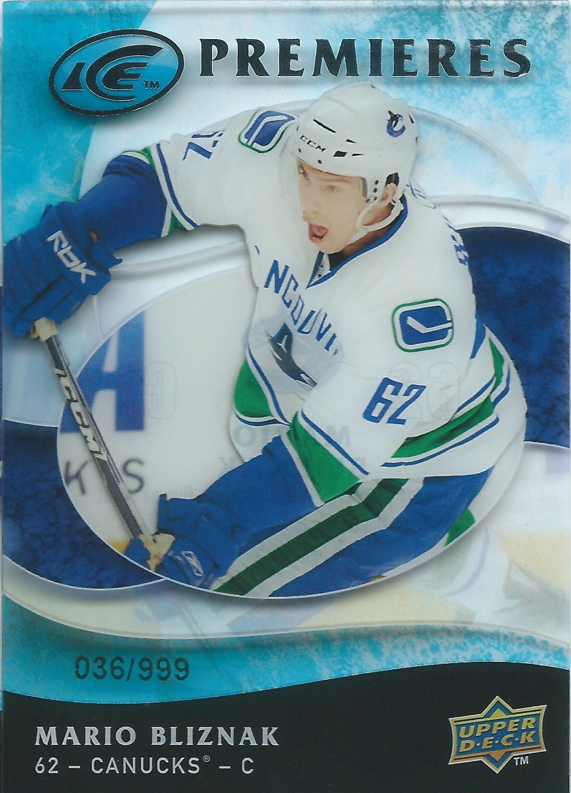 2009-10 UD Ice MARIO BLIZNAK RC #/999 Ice Premiers Upper Deck Rookie 00923